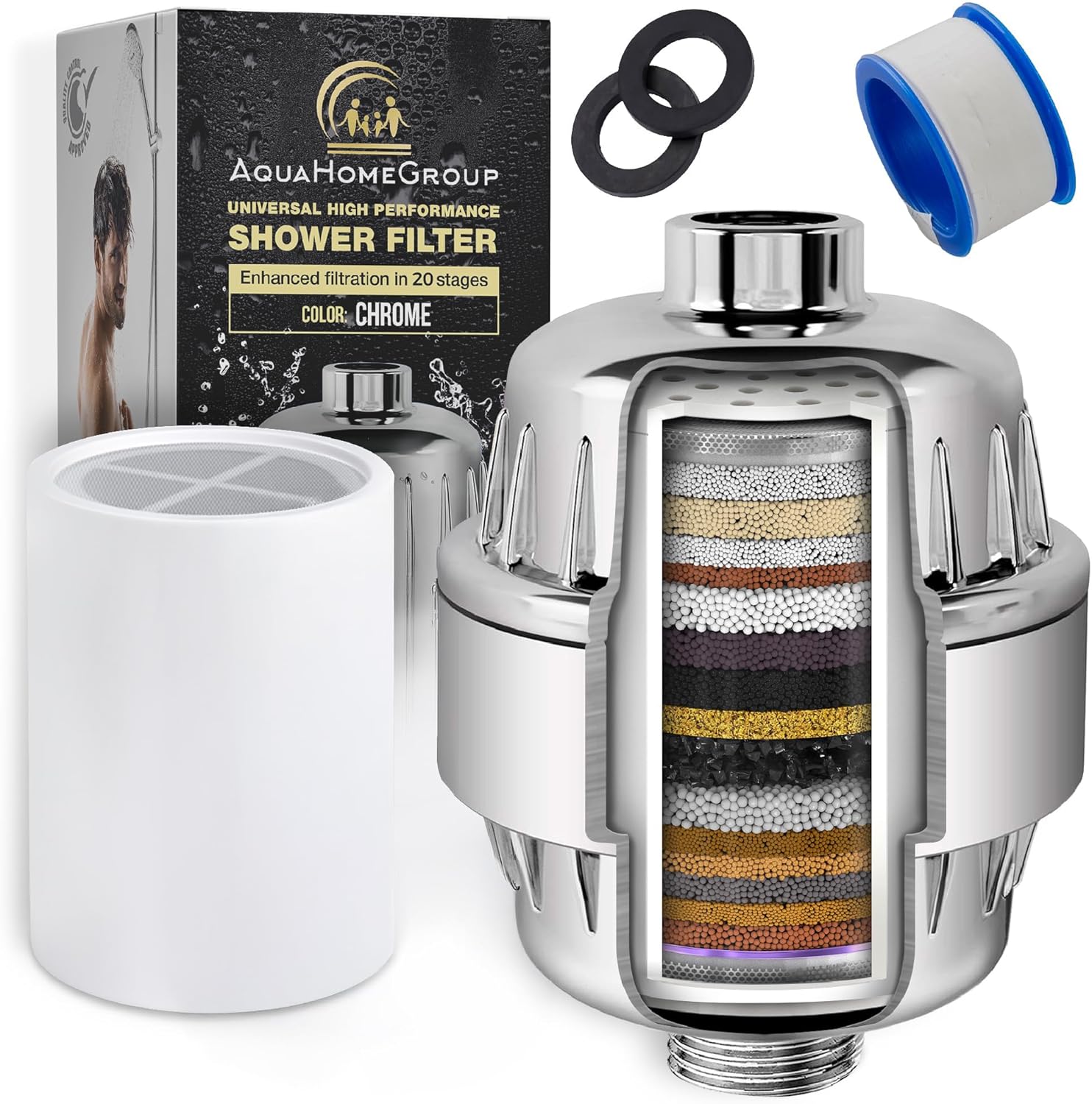 Filtro de ducha AquaHomeGroup con cartuchos reemplazables