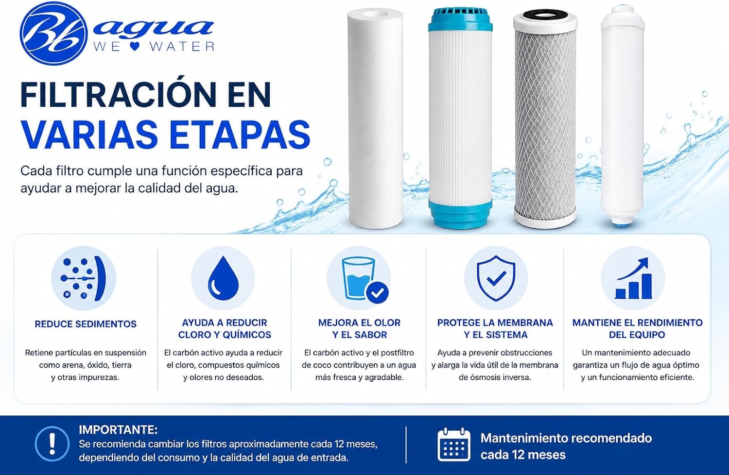 Filtros incluidos en el pack Bbagua