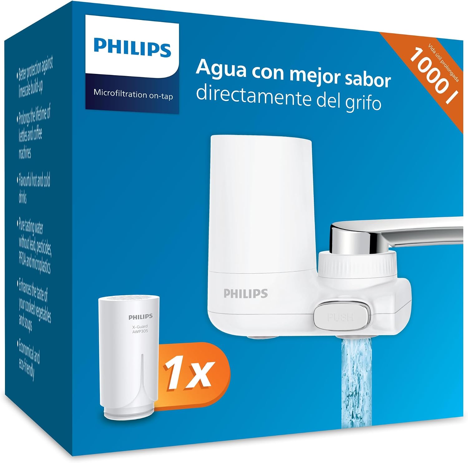 Philips X-Guard AWP3703, filtro vertical para el grifo
