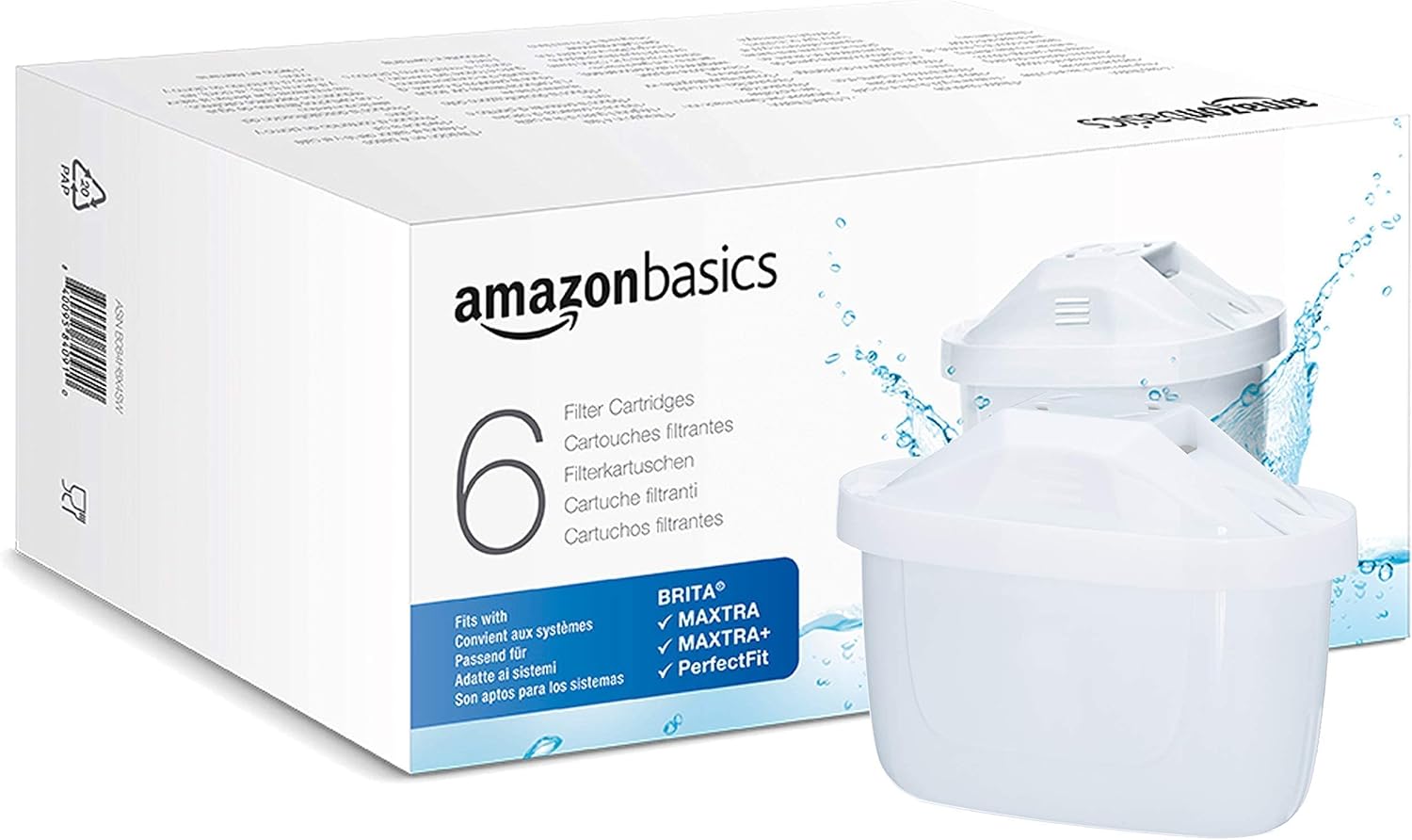 Pack Amazon Basics de seis cartuchos compatibles con jarras BRITA